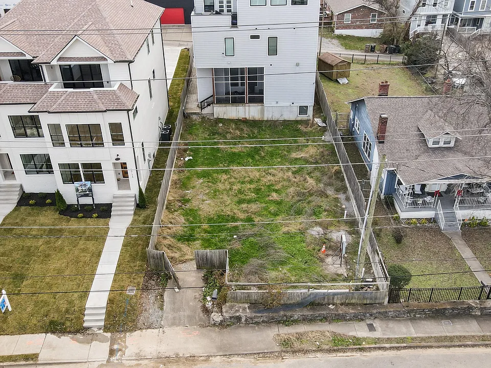 Aerial view of the vacant infill development parcel